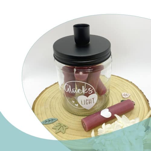 Kerzenglas Stabkerzen "Glückslicht" – Bild 3