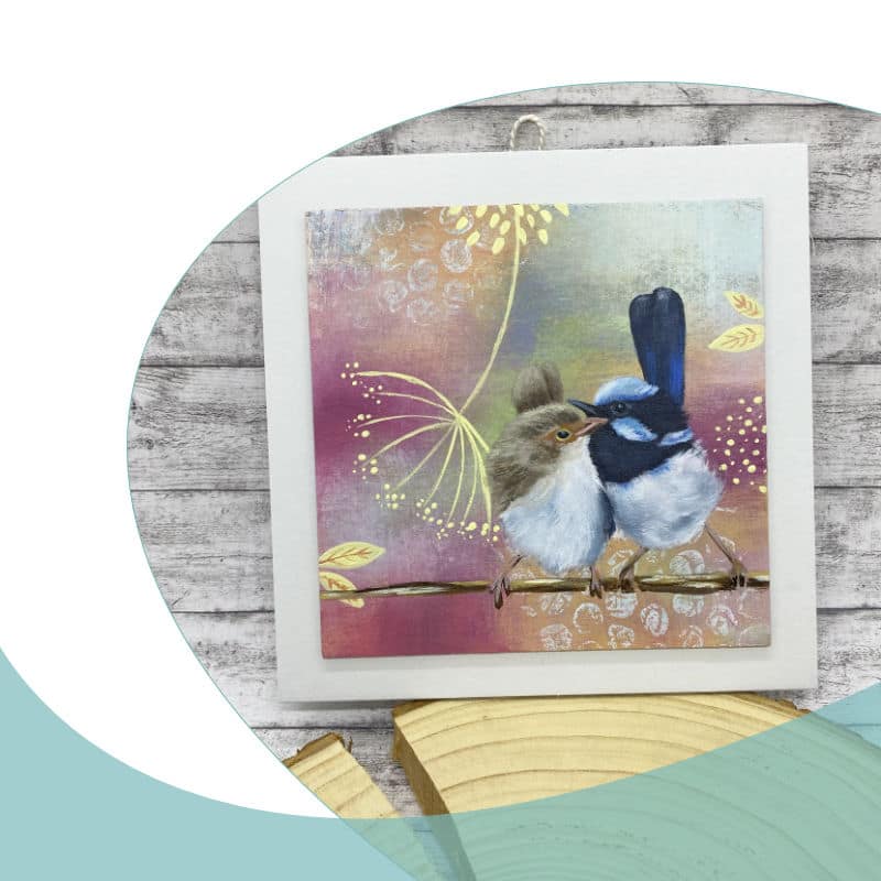 Kleines Bild Vogel-Pärchen (handgemalt) – Bild 4